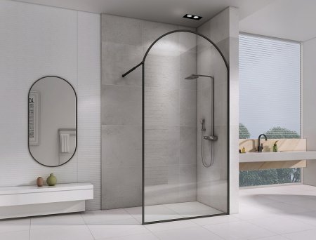 Душевая перегородка Abber Immer Offen 120 AG64120BN профиль Черный стекло прозрачное 