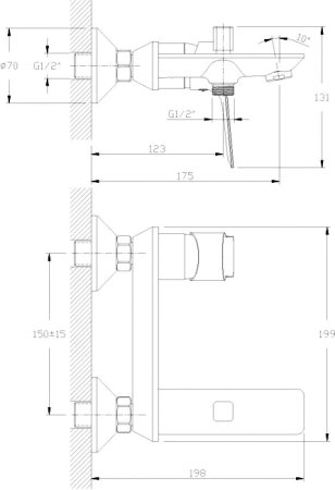 Смеситель для ванны Rossinka RS27-31 Хром 