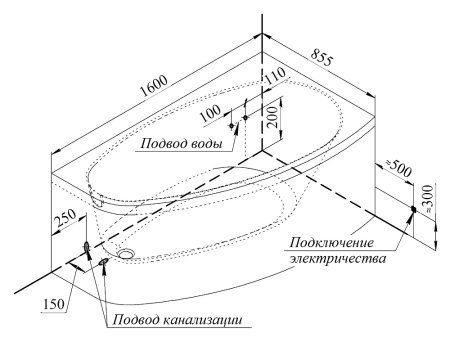 Акриловая ванна Радомир Орсини левая 