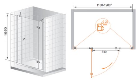 Душевая дверь в нишу Cezares Verona B13 40/60/30 P Cr L 