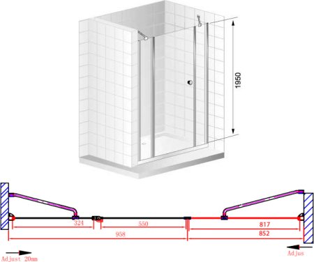 Душевая дверь в нишу Cezares Elena B13 90/60/40 C Cr 