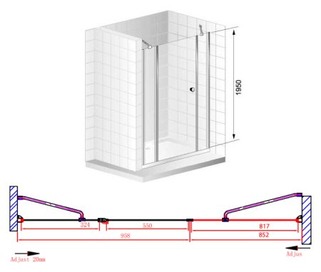 Душевая дверь в нишу Cezares Elena B13 90/60/40 C Cr 