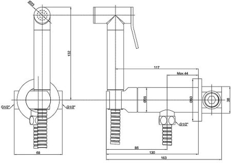 Гигиенический душ со смесителем ALMAes Agata AL-877-09 Бронза 