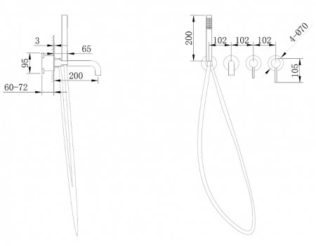 Смеситель для ванны Abber Wasser Kreis AF8130B Черный матовый 
