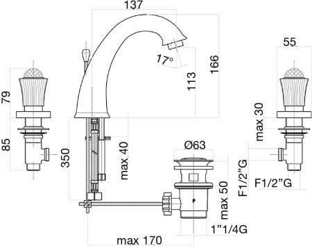 Смеситель для раковины Fiore VENERE SKY (SWAROVSKI®) 13CR0628, хром 