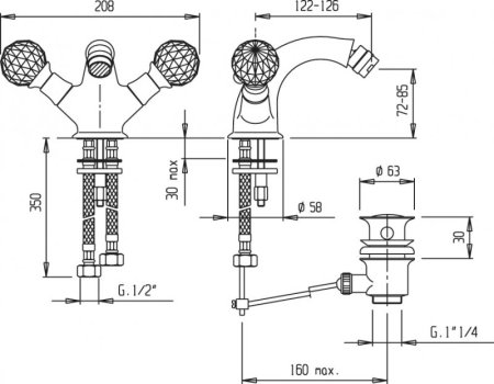 Смеситель Cezares Golf GOLF-BS1-02 бронза, для биде 