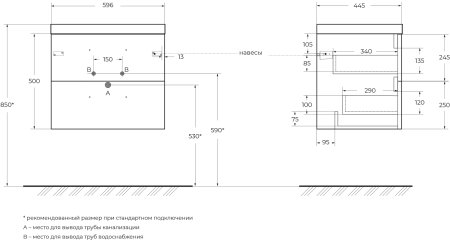 Тумба с раковиной BelBagno AURORA-600-2C-SO-RNN 