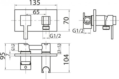 Смеситель Cezares CZR-DA6-01 С ВНУТРЕННЕЙ ЧАСТЬЮ, для гигиенического душа, хром 