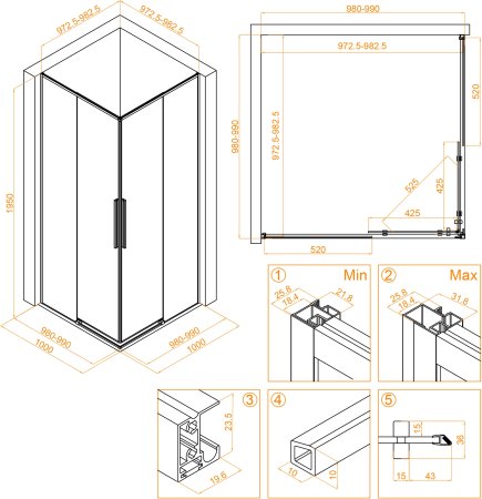 Душевой уголок RGW SV-31 1000x1000 