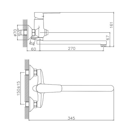 Смеситель однорычажный для ванны длинный излив HAIBA CRON CN22523 