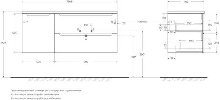 Тумба с раковиной BelBagno ETNA-1200-2C-1A-SO-RW-R 