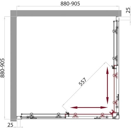 Душевой уголок BelBagno Sela 90х90 SELA-A-2-90-P-Cr профиль Хром стекло рифленое 