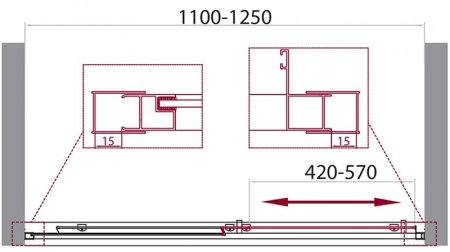 Душевая дверь BelBagno Unique 125 UNIQUE-BF-1-110/125-P-Cr профиль Хром стекло рифленое 