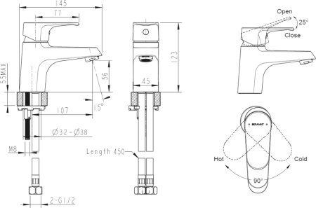 Смеситель Bravat Alfa F1120178CP для раковины, хром 