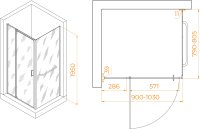Душевой уголок RGW PA-078-1B (RGW PA-008B + Z-060-2B) 900x800