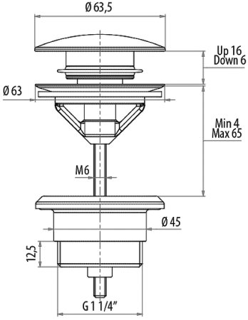 Донный клапан Gattoni Accessori 1510/00C0 click-clack Хром 