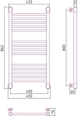 Водяной полотенцесушитель Сунержа Богема+ прямая 800x400 12-0220-8040 Белый 