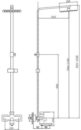 Душевая система Haiba HB24803 Нержавеющая сталь 