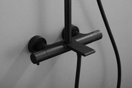 Душевая система Kaiser Serio 05382-9 с термостатом Черная матовая 