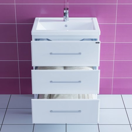 Тумба Санта Омега 60 напольная 3 ящика с умывальником Фостер 60 