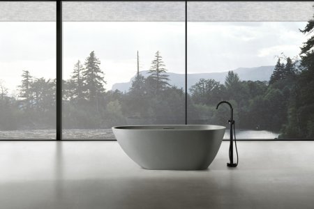 Ванна из искусственного камня ABBER Dortmund AM9911MLG светло-серая матовая 