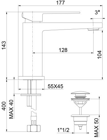 Смеситель для раковины Webert Pegaso PE830102560 