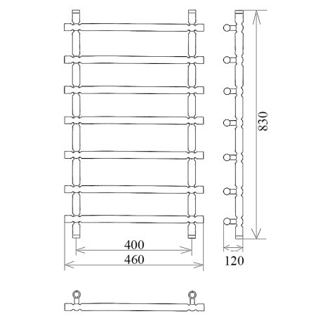 Полотенцесушитель водяной Ника Bubble 3 ЛБ1 80x40 
