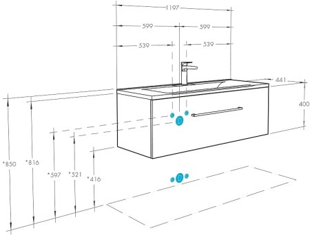 Тумба под раковину Aquaton Мадрид 120 М 1A168701MA010 подвесная Белая 