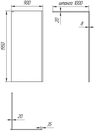 Душевая перегородка Paini 90 Walk-In 90C профиль Черный матовый стекло прозрачное 