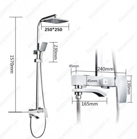 Душевая система с верхним душем HANSEN H33044F Белый/Хром 