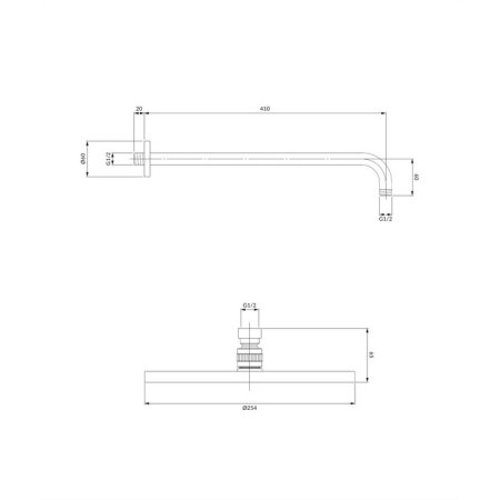 Верхний душ Omnires Slimline WGSET1GL с кронштейном золото 