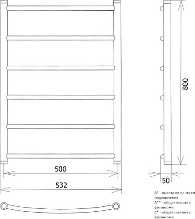 Полотенцесушитель водяной Двин R 80/50 1"-1/2" белый 