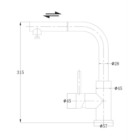 Смеситель для кухни Omnires Albany AB1455IN сталь 