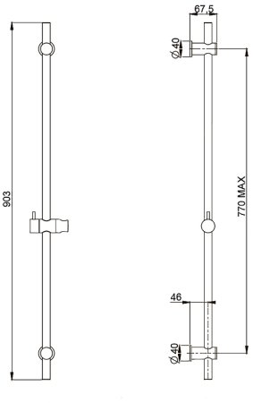Душевая штанга Paini 50PZ129TTRI Черная матовая 