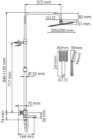 Душевая система WasserKRAFT A199.069.141.087.CH Thermo с термостатом Хром 