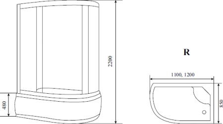 Душевая кабина Timo Standart T-6620 B R профиль черный 