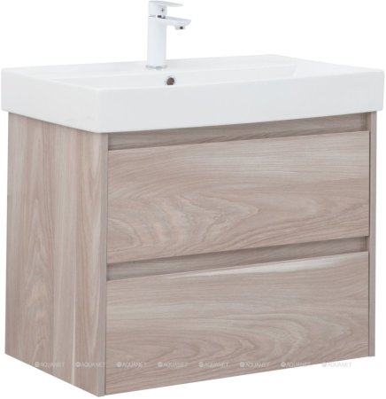Тумба с раковиной Aquanet Nova Lite 75 орех светлый (2 ящика) 