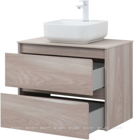 Тумба с раковиной Aquanet Nova Lite 75 орех светлый (2 ящика) 