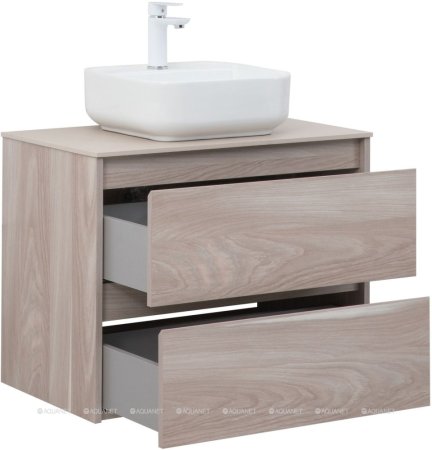 Тумба с раковиной Aquanet Nova Lite 75 орех светлый (2 ящика) 