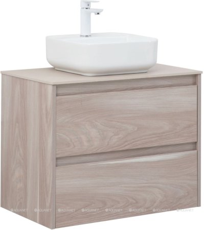 Тумба с раковиной Aquanet Nova Lite 75 орех светлый (2 ящика) 
