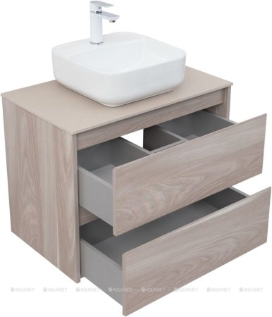 Тумба с раковиной Aquanet Nova Lite 75 орех светлый (2 ящика) 