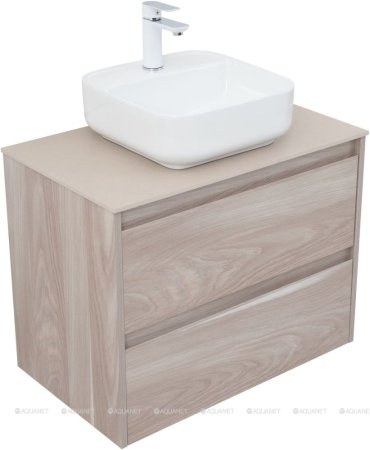 Тумба с раковиной Aquanet Nova Lite 75 орех светлый (2 ящика) 