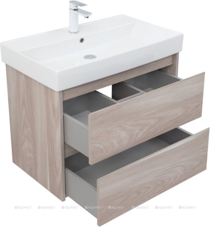 Тумба с раковиной Aquanet Nova Lite 75 орех светлый (2 ящика) 