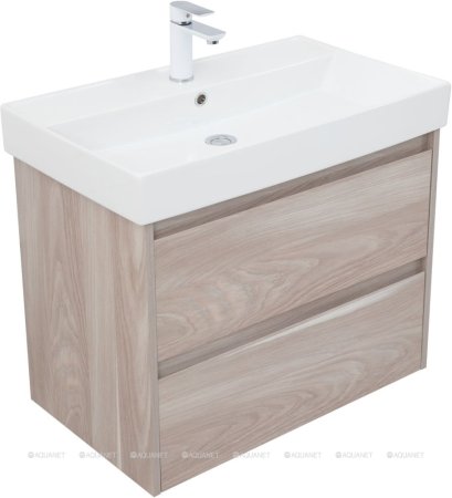 Тумба с раковиной Aquanet Nova Lite 75 орех светлый (2 ящика) 