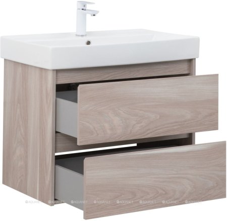 Тумба с раковиной Aquanet Nova Lite 75 орех светлый (2 ящика) 