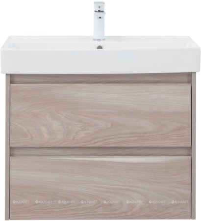 Тумба с раковиной Aquanet Nova Lite 75 орех светлый (2 ящика) 