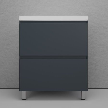 Тумба напольная Style Line "Манхэттен 60" ЭМАЛЬ под ASTI 60 2 ящика PLUS графит 