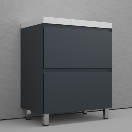 Тумба напольная Style Line "Манхэттен 60" ЭМАЛЬ под ASTI 60 2 ящика PLUS графит 