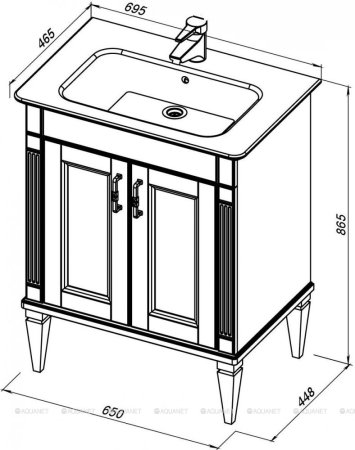Тумба с раковиной Aquanet Селена 70 белый, серебро 