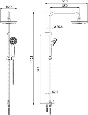 Душевая система Koller Pool Round RNSD200 Хром 